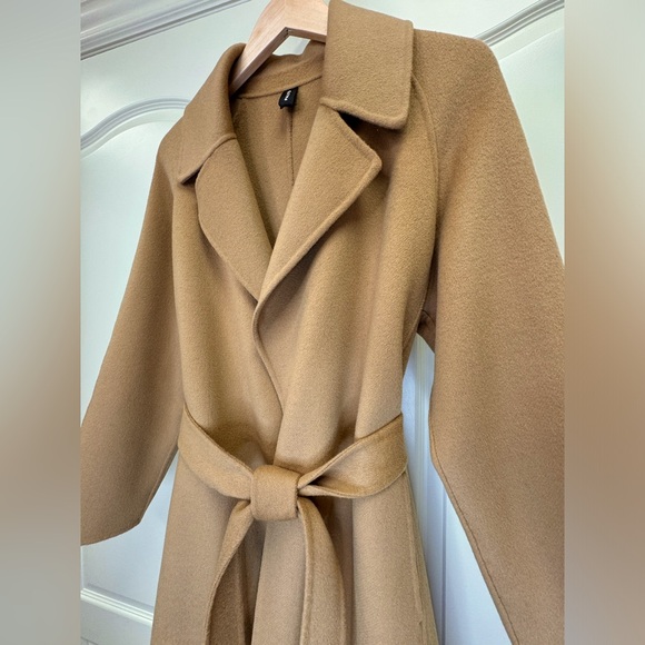 PALTO Tie-Waist Coat Belted Wrap Tan Color size 42 Italian Double Faced Wool - Picture 8 of 17